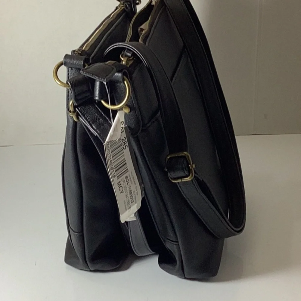 Style & Co Hudsonn North South Crossbody Bag Women's Black Top Zip Closure